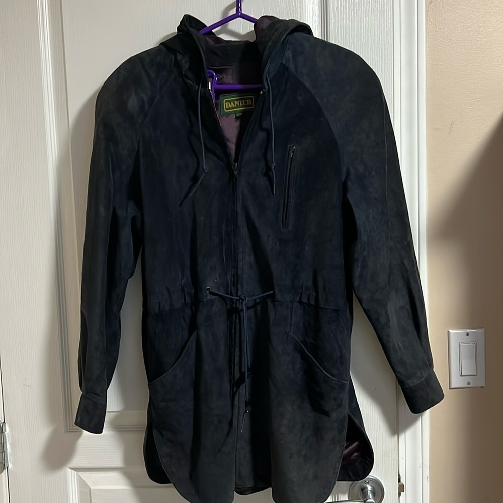 Vintage Danier Suede Navy Blue Jacket - Picture 1 of 14